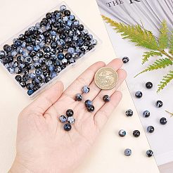 3連売り天然ファイヤークラックルアゲートビーズ連売り  染め  ラウンド  ライトスカイブルー  8mm  穴：1.2mm  約48個/連  14.96インチ（38cm）&nbsp;G-NB0003-46