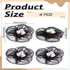 4Pcs Flower Alloy & Rhinestones & Gauze Ornament Accessories&nbsp;DIY-LP0001-74