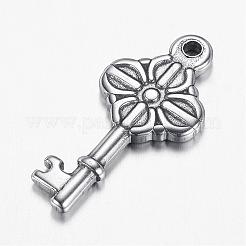 変色しにくい304ステンレススチールペンダント  キー  ステンレス鋼色  25x12x2mm  穴：1.5mm&nbsp;STAS-G108-15