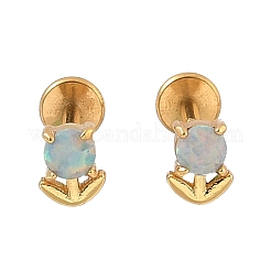 304 Stainless Steel Synthetic Opal Stud Earrings&nbsp;EJEW-B143-01G-03
