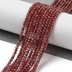 天然石ガーネットビーズ連売り  多面カット  グレードAA  ラウンド  2mm  穴：0.5mm  約195~198個/連  15.35~15.63''（39~39.7センチメートル）&nbsp;G-B088-C11-02