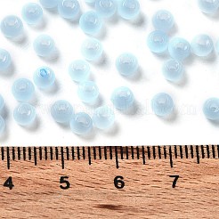 ガラスシードビーズ  模造キャットアイ  ロンデル  空色  4x3.3mm  穴：1.4mm&nbsp;SEED-M011-02A-01