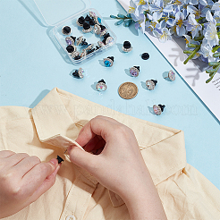 20Pcs 5 Styles Flat Round Brass Glass Brooches&nbsp;JEWB-PH01292