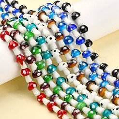 手作りランプワークビーズ連売り  キノコ  カラフル  12x16mm  穴：1mm  25個/連  16インチ&nbsp;LAMP-Q001