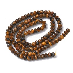 天然石タイガーアイビーズ連売り  ロンデル  多面カット  ロンデル  4~4.5x3mm  穴：0.6mm  約130個/連  15.39''（39.1センチメートル）&nbsp;G-L651-B04-4x3mm-02
