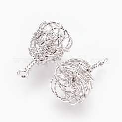 真鍮チャーム  長持ちメッキ  ニッケルフリー  プラチナメッキ  22.5x14mm  穴：1.6mmと2mm&nbsp;LS-KK-F784-27P-NF