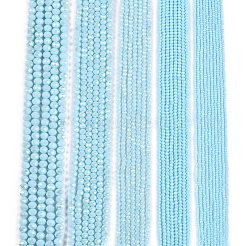 電気メッキガラスビーズセット  パール光沢メッキ  多面カット  ロンデル  ライトブルー  4x3mm  穴：0.8~1mm  約105~110個/連  38~39cm&nbsp;LS-EGLA-A044-P4mm-A06