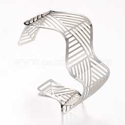 Tarnish Resistant 304 Stainless Steel Filigree Cuff Bangles&nbsp;STAS-S060-13