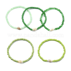 5Pcs Glass Seed Beads & Natural Sea Shell Stretch Bracelets for Women&nbsp;BJEW-JB13922