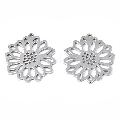 変色しない201ステンレススチールペンダント  花  ステンレス鋼色  26x25x1.5mm  穴：1.2mm&nbsp;STAS-N098-047P