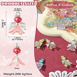 80 個 8 色のアクリル合金ペンダント  天使  ミックスカラー  30mm  10個/カラー&nbsp;PALLOY-CJ00054