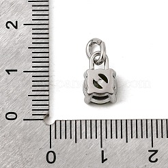 8月の誕生日石をテーマにした304ステンレススチールチャーム  ラウンド  k9ガラス  磨き仕上げ  丸カン付き  多面カット  ステンレス鋼色  オリーブ  10.5x7x6mm  穴：2.2x4.4mm&nbsp;STAS-B128-60P-08