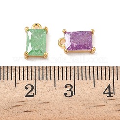 真鍮のクラッシュアイスカットキュービックジルコニアペンダント  長方形チャーム  ニッケルフリー  18KGP本金メッキ  ミックスカラー  9.5x6x3.5mm  穴：1.2mm&nbsp;KK-D024-25G