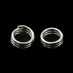 真鍮スプリットリング  鉛フリー＆カドミウムフリー  トリプルループ丸カン  925銀メッキ  21ゲージ  6x3mm  内径：4.5mm&nbsp;KK-O143-23S