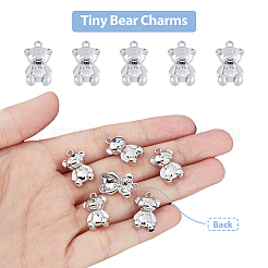 ラックメッキ合金ペンダント  カドミウムフリー＆鉛フリー  クマのチャーム  プラチナ  17.5x11x5mm  穴：1.5mm  50個/箱&nbsp;FIND-DC0003-20