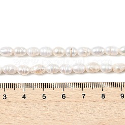 天然養殖淡水パールビーズ連売り  ライス  グレードAB +  フローラルホワイト  5~5.5mm  穴：0.5mm  約50~51個/連  14.37''~14.57''（36.5~37センチメートル）&nbsp;PEAR-I007-01A-01A