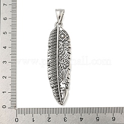 316サージカルステンレスペンダント  羽根チャーム  アンティークシルバー  56.5x15x3.5mm  穴：4x8mm&nbsp;STAS-Z073-80AS