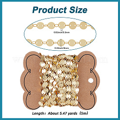 5M Rack Plating Brass Handmade Flat Sequin Chains&nbsp;CHC-SC0001-11