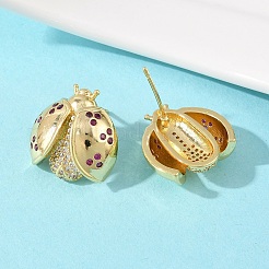 Brass Micro Pave Cubic Zirconia Stud Earrings&nbsp;EJEW-F400-03C-G