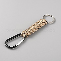 アルミ製クライミングカラビナ  キーの留め金  ステンレス鋼のスプリットキーリングとナイロンコード付き  モカシン  14.8cm&nbsp;KEYC-WH0004-26A