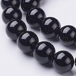 ナチュラルブラックオニキスラウンドビーズ連売り  グレードA  染め＆加熱  10mm程度  穴：1mm  約37~39個/連  15インチ&nbsp;GSR10mmC097
