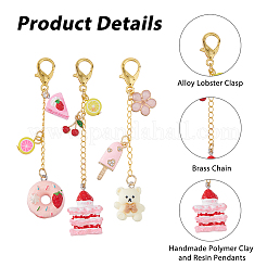 5Pcs Alloy Enamel & Handmade Polymer Clay & Resin Pendant Decorations&nbsp;HJEW-HS00094