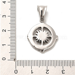 304ステンレスペンダント  コンパスチャーム  アンティークシルバー  24x20x2.8mm  穴：8x5mm&nbsp;STAS-M334-09AS