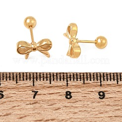 女性用304ステンレススチールスタッドピアス  ゴールドカラー  蝶結び  7.5x11mm&nbsp;SA-CBA44F8-04G-01