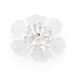 真鍮製ビーズキャップ  花  銀  27.5~31x27.5~31x4mm  穴：0.9mm&nbsp;KK-N278-02S