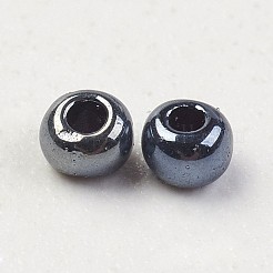 Fgb 12/0グレードAラウンドガラスシードビーズ  ビーズラウンドアイリス  ガンメタ色メッキ  2x1.5mm  穴：0.5mm  約5000個/50g&nbsp;X-SEED-A022-F12-607