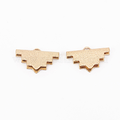 真鍮製カシメリボン止めエンドパーツ  長持ちメッキ  ラフ  三角形  ライトゴールド  11.5x20mm  穴：0.8mm&nbsp;KK-G385-01LG