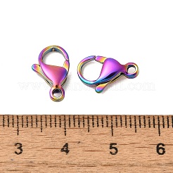イオンプレーティング（IP）304ステンレススチールカニカン  オウムトリガークラスプ  虹色  10x6x3mm  穴：1.2mm&nbsp;STAS-AB10-M