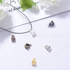 チベットスタイルの亜鉛合金チューブベイル  ループベイル  スカーフ保釈ビーズ  ミックスカラー  13.5x8x8.5mm  穴：2mmと6mm&nbsp;TIBE-PH0004-81