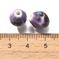 ヴィンテージスタイルの釉薬をかけた陶磁器ビーズ  多面カット双円錐形  紫色のメディア  11.5x10mm  穴：2mm&nbsp;PORC-H013-01-24