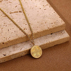 304 Stainless Steel Flat Round with Cross Pendant Necklaces&nbsp;WGDF70F-01