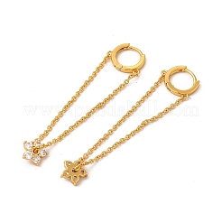 Clear Cubic Zirconia Flower Dangle Hoop Earrings&nbsp;EJEW-P221-29G