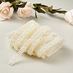 Absプラスチック模造パールリボントリミング  結婚式の装飾のaccessroies  ベージュ  10x3.7mm  約5 M /袋&nbsp;OCOR-TAC0003-01
