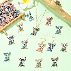 15本合金エナメルペンダント  犬のチャーム  ゴールドカラー  ミックスカラー  25x20x2mm  穴：1.8mm&nbsp;FIND-YW0011-95