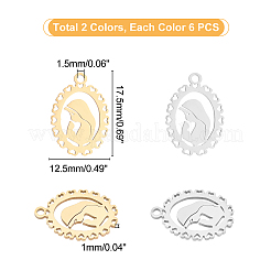 12Pcs 2 Colors Ion Plating(IP) 201 Stainless Steel Pendants&nbsp;STAS-UN0029-76