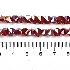 電気メッキガラスビーズセット  多面カット  メッキabカラー  コーン  暗赤色  5x6.5x5mm  穴：1.2mm  約95~100個/連  18.66~19.06''（47.4~48.4センチメートル）&nbsp;EGLA-B009-05A-06