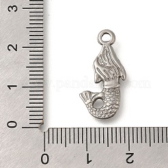 変色防止304ステンレススチールペンダント  人魚のチャーム  ステンレス鋼色  22.5x11.6x2.8mm  穴：2mm&nbsp;STAS-M075-26P