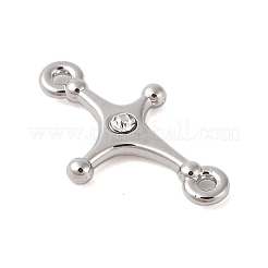 合金クリスタルラインストーンスターリンクコネクタチャーム  プラチナ  12x20x2mm  穴：1.2mm&nbsp;FIND-Z053-05P