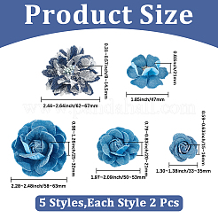 10個 5スタイル ポリエステル装飾アクセサリー  花  ブルー  35~67mm  2個/スタイル&nbsp;DIY-CY0003-20B