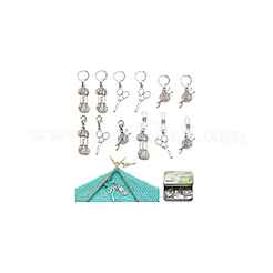 裁縫道具 合金ロックステッチマーカー  混合図形  アンティークシルバー  3.3~5cm  12個/セット&nbsp;HJEW-NB00134