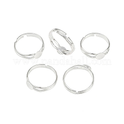 真鍮製リングパーツ  パッドリングパーツ  調整可能  ニッケルフリー  銀色のメッキ  18mm内径  トレイ：6mm&nbsp;KK-C3044-6mm-S-NF
