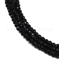 ナチュラルブラックオニキスビーズ連売り  多面カットラウンド  染め＆加熱  グレードA  2mm  穴：0.8mm  約190個/連  15インチ&nbsp;G-A129-2mm-25-A