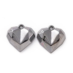ラックメッキ合金ペンダント  カドミウムフリー＆鉛フリー＆ニッケルフリー  ハートチャーム  ガンメタ色  18x17x4.5mm  穴：1.5mm&nbsp;FIND-I037-10B