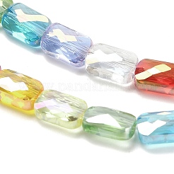 電気メッキガラスビーズセット  長方形  多面カット  カラフル  7x4x3mm  穴：0.8mm  約60~61個/連  15.75''~16.02''（40~40.7センチメートル）&nbsp;EGLA-P068-01A-11