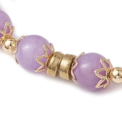 8.5mm Round Dyed Natural Yellow Jade & Brass Beaded Stretch Bracelets for Women&nbsp;BJEW-JB10716