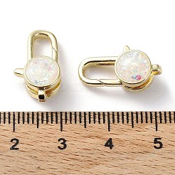 ラックメッキ真鍮カニカン  合成オパールと  カドミウムフリー＆鉛フリー  長持ちメッキ  18KGP本金メッキ  フラットラウンド  18x10x6.5mm  穴：1.2mm&nbsp;KK-C041-01A-G